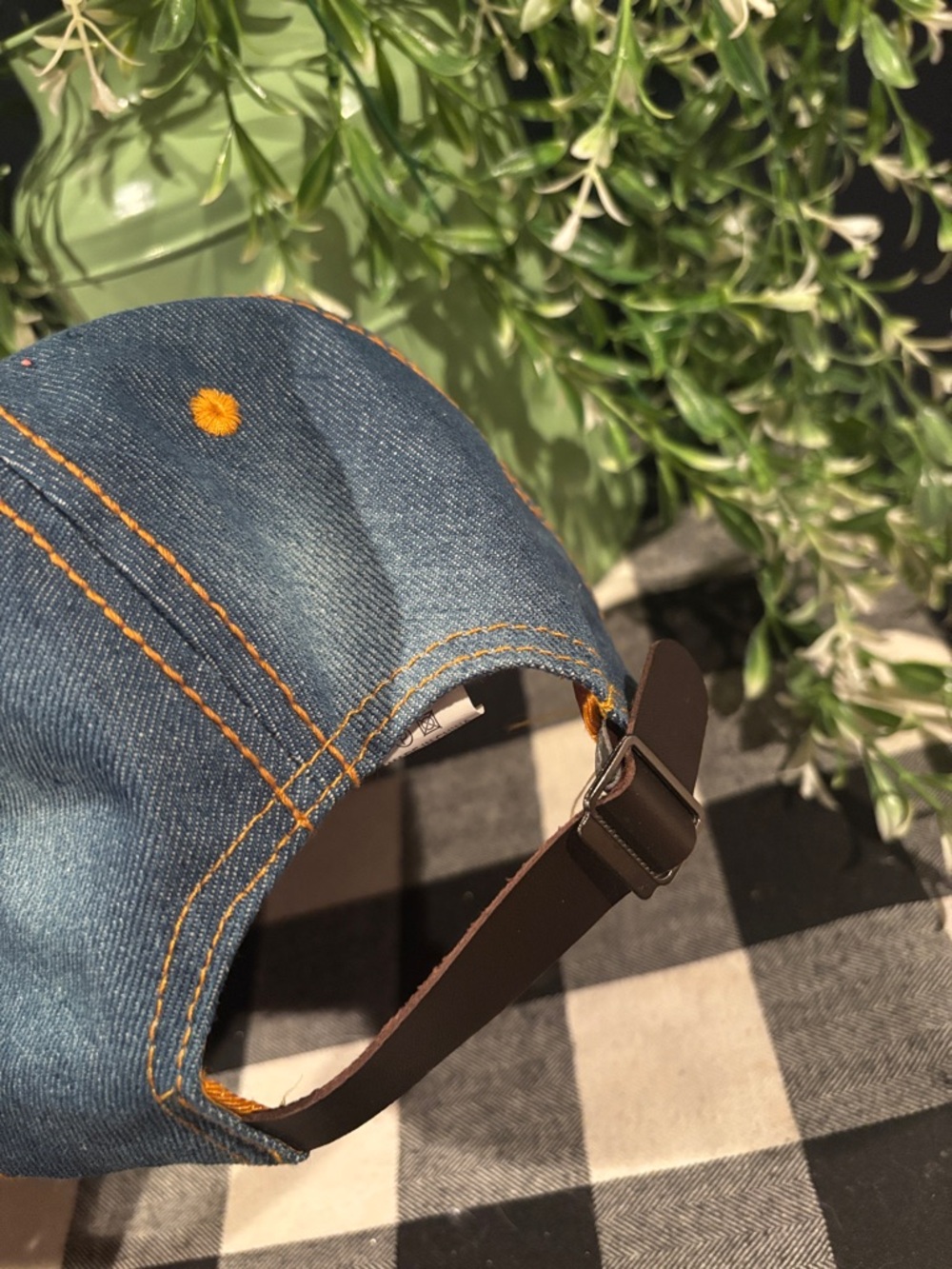Rhinestone Denim 'LOVE' Cap with Red Lip Detail - Picture 6 of 8